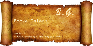 Bocke Galamb névjegykártya